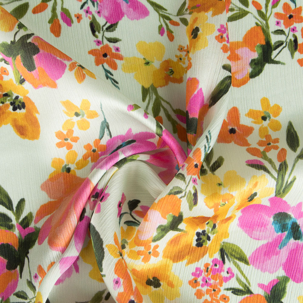 Double Gaze Polyester Flowers Vert - Ribes y Casals