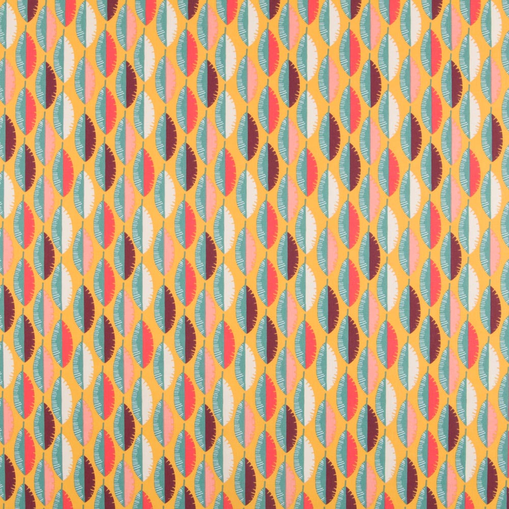 Tissu Coton Plumes Ocre Maxi - Ribes y Casals