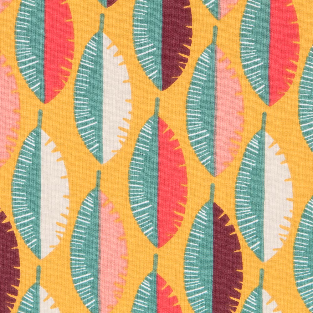 Tissu Coton Plumes Ocre Maxi - Ribes y Casals