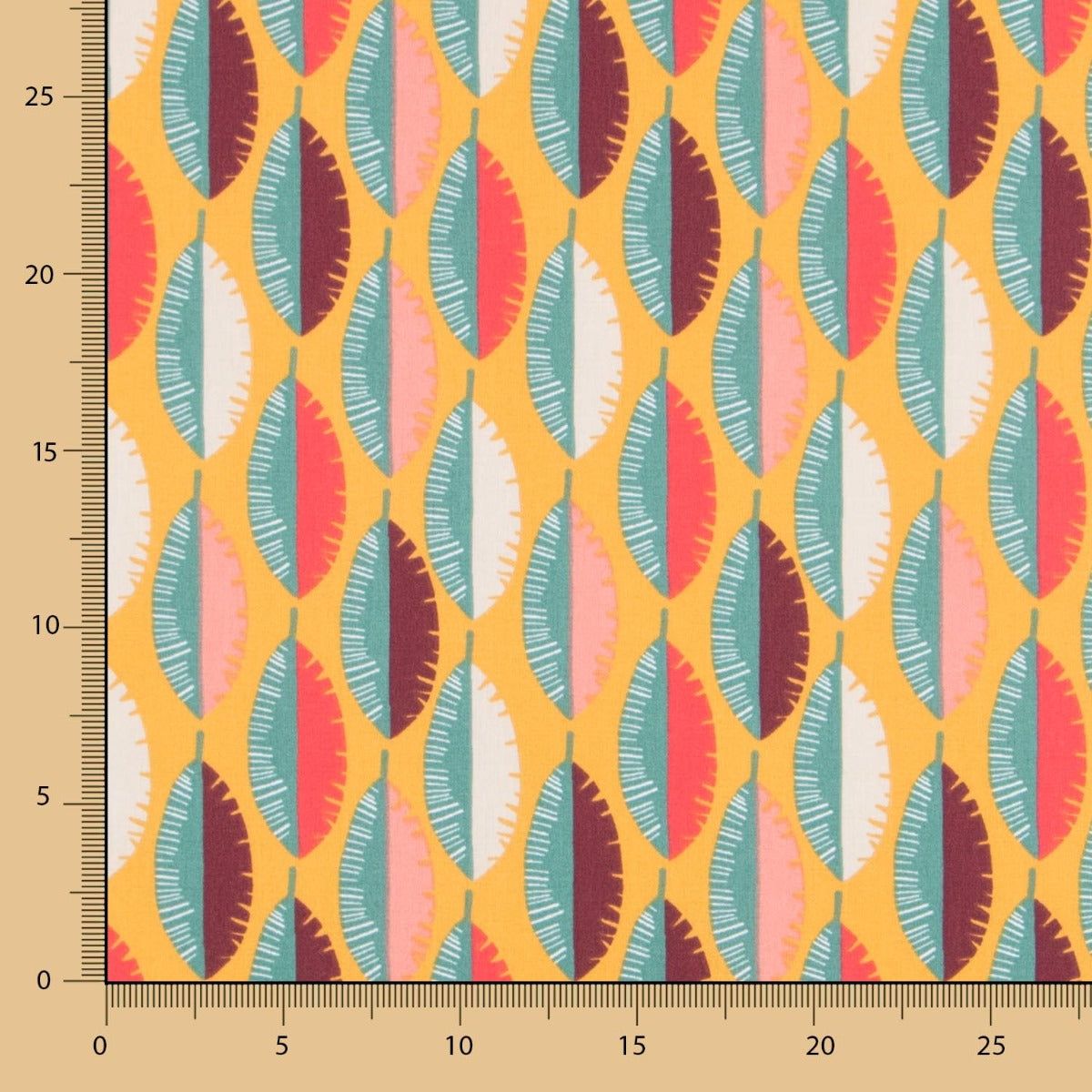 Tissu Coton Plumes Ocre Maxi - Ribes y Casals