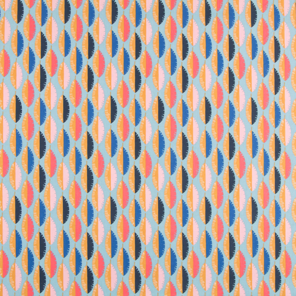 Tissu Coton Maxi Plumes Vertes - Ribes y Casals