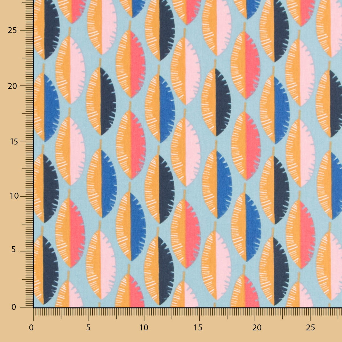 Tissu Coton Maxi Plumes Vertes - Ribes y Casals