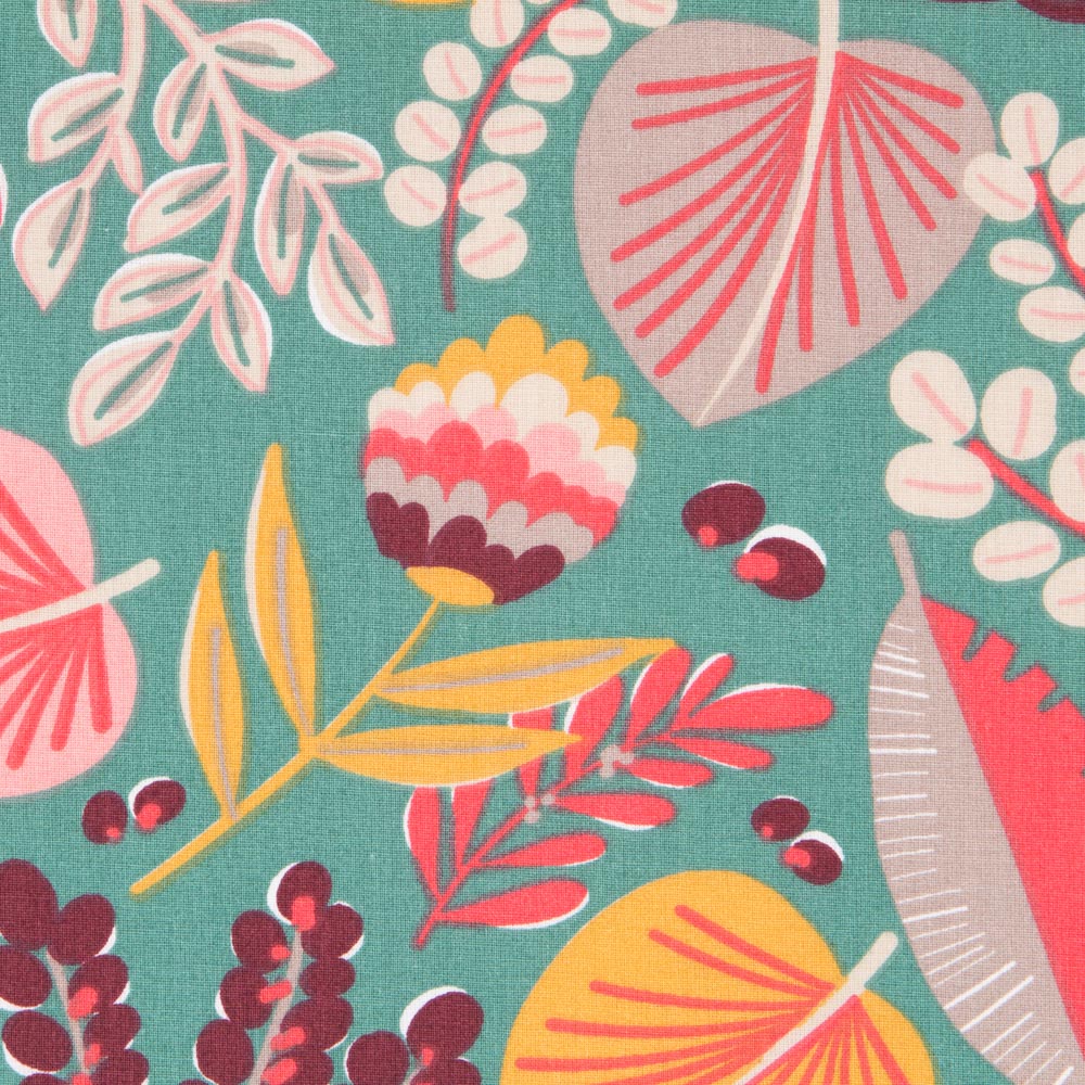 Tissu Coton Feuilles Vertes Maxi - Ribes y Casals