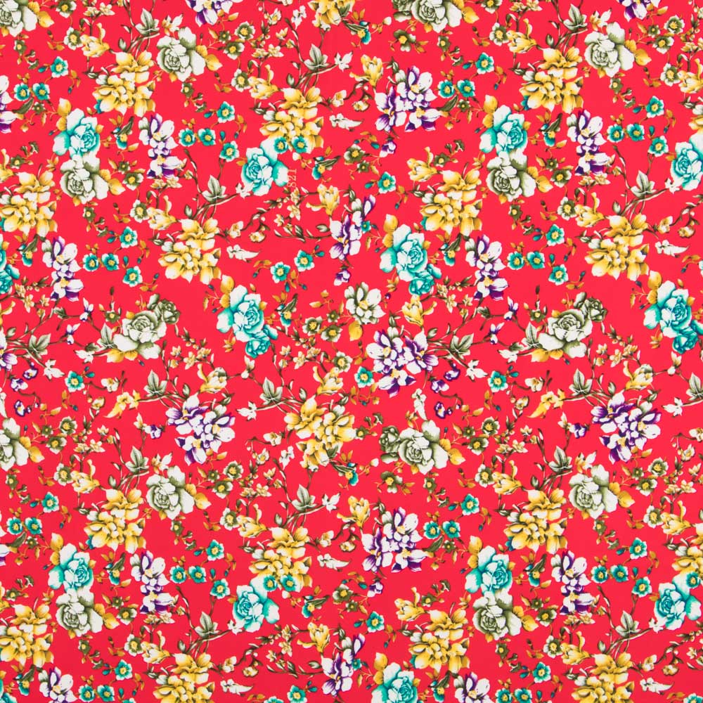 Crêpe Polyester Crétonne Rouge - Ribes y Casals