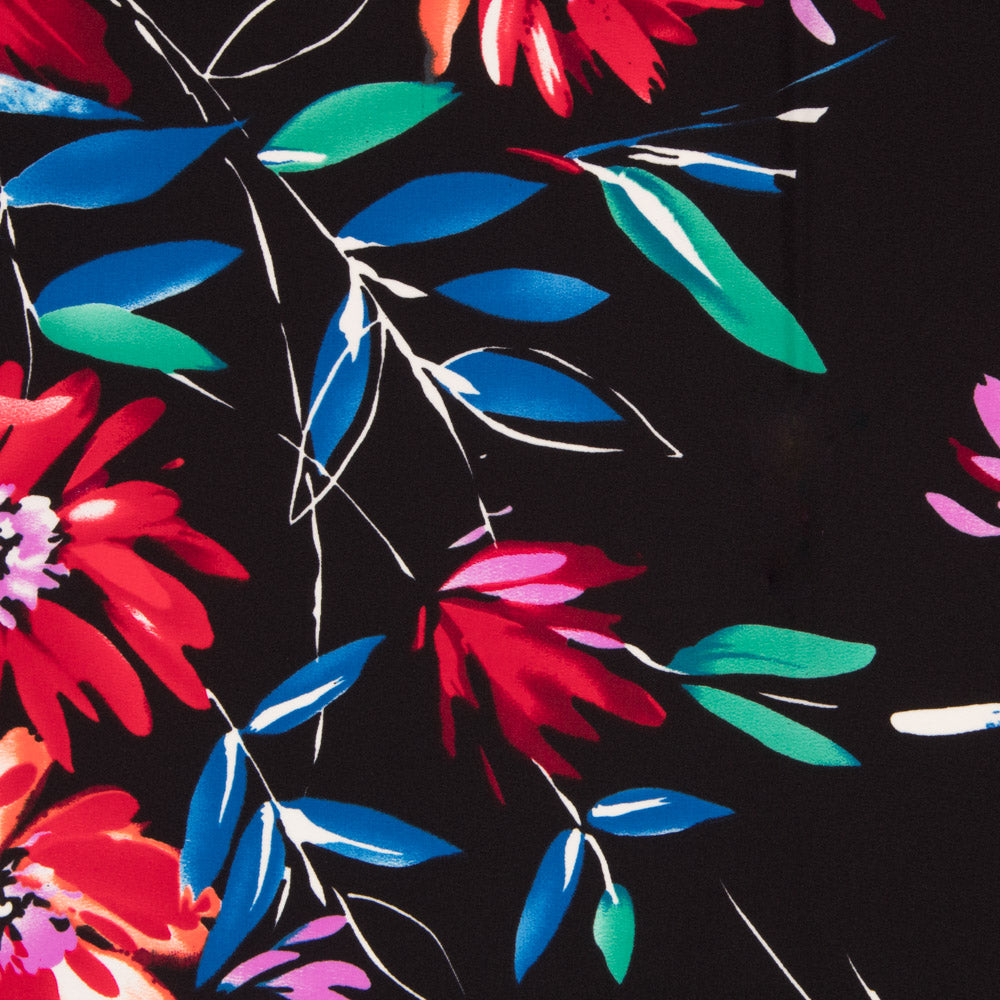 Crêpe Polyester Noir Coups Pinceau - Ribes y Casals