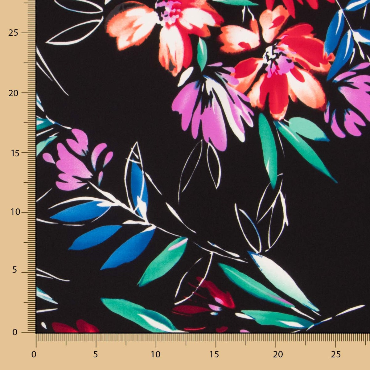 Crêpe Polyester Noir Coups Pinceau - Ribes y Casals