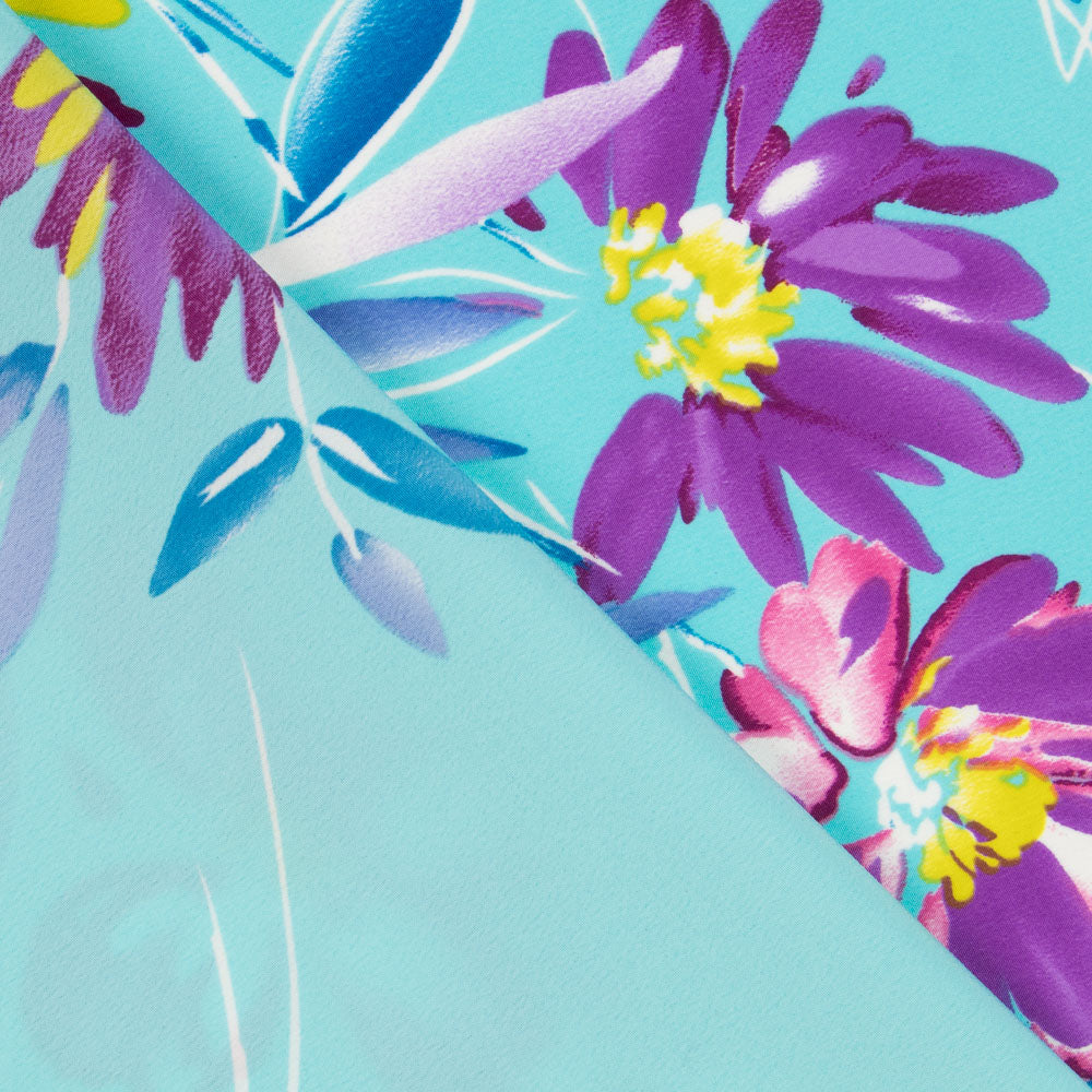 Crêpe Polyester Coups de Pinceau Aiguemarine - Ribes y Casals