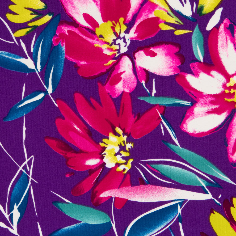 Crêpe Polyester Coups de Pinceau Violet - Ribes y Casals