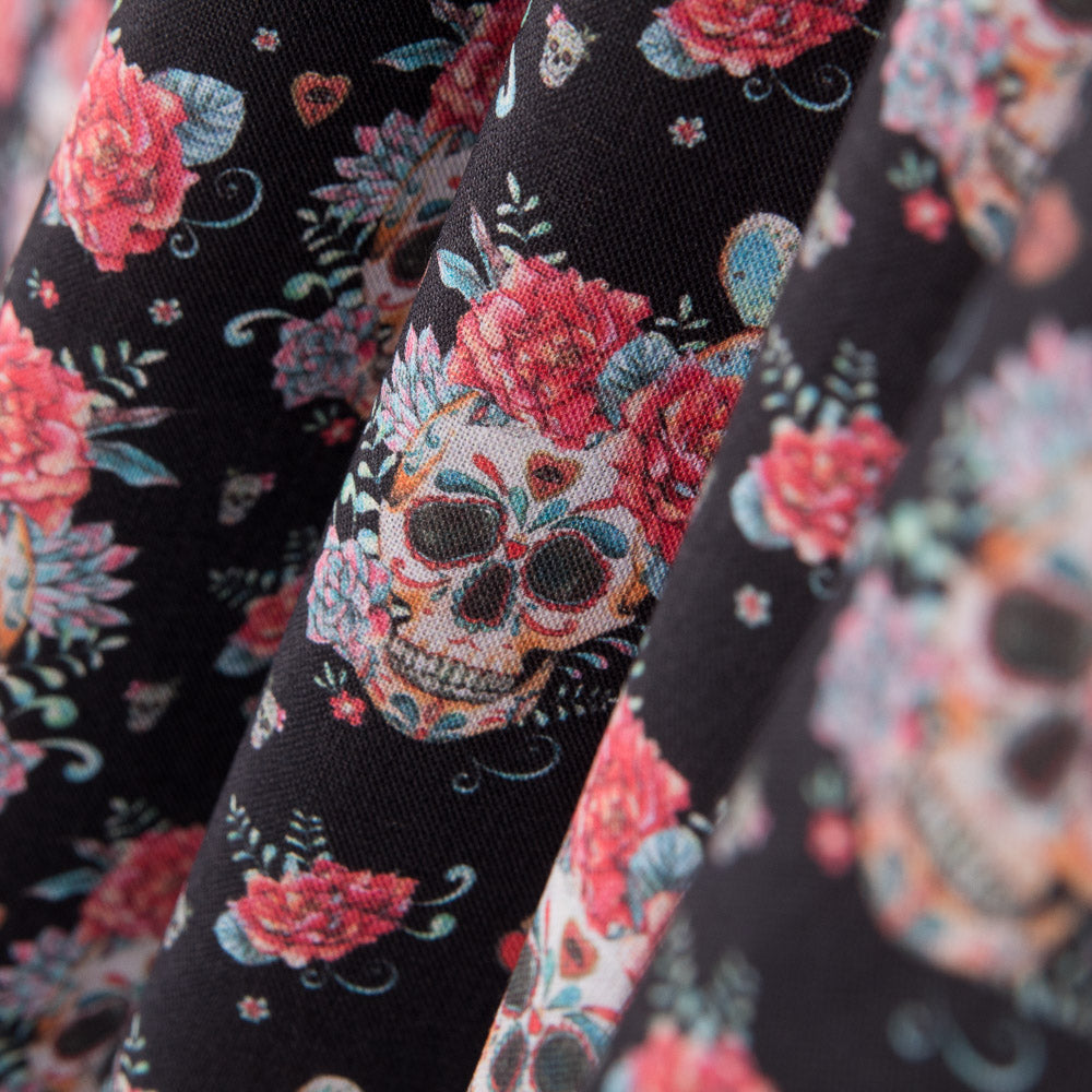 Tissu Coton Catrina Cactus Noir - Ribes y Casals