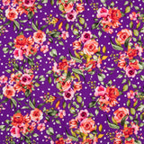 Crêpe à Pois et Roses Violet - Ribes y Casals