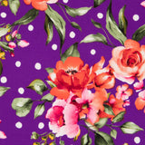 Crêpe à Pois et Roses Violet - Ribes y Casals