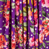 Crêpe à Pois et Roses Violet - Ribes y Casals