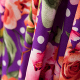 Crêpe à Pois et Roses Violet - Ribes y Casals