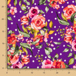 Crêpe à Pois et Roses Violet - Ribes y Casals