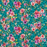 Crêpe à Pois et Fleurs Aiguemarine - Ribes y Casals