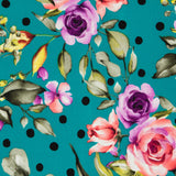 Crêpe à Pois et Fleurs Aiguemarine - Ribes y Casals