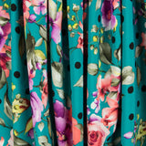 Crêpe à Pois et Fleurs Aiguemarine - Ribes y Casals