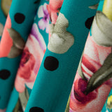 Crêpe à Pois et Fleurs Aiguemarine - Ribes y Casals