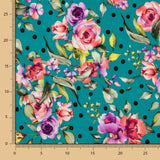 Crêpe à Pois et Fleurs Aiguemarine - Ribes y Casals