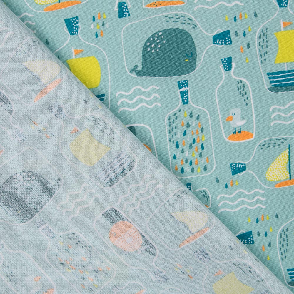 Tissu Coton Bateau Dans La Bouteille - Ribes y Casals