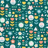 Tissu Coton Vert Multi Fleurs - Ribes y Casals