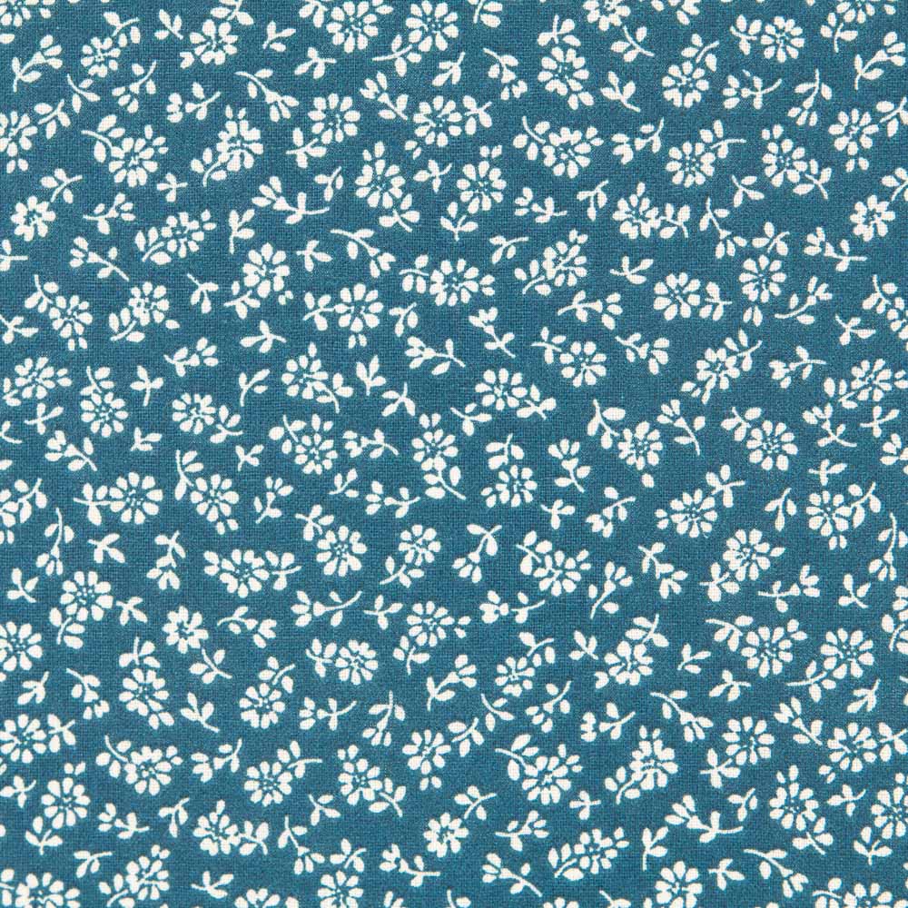 Popeline Brindilles Bleu Pétrole - Ribes y Casals