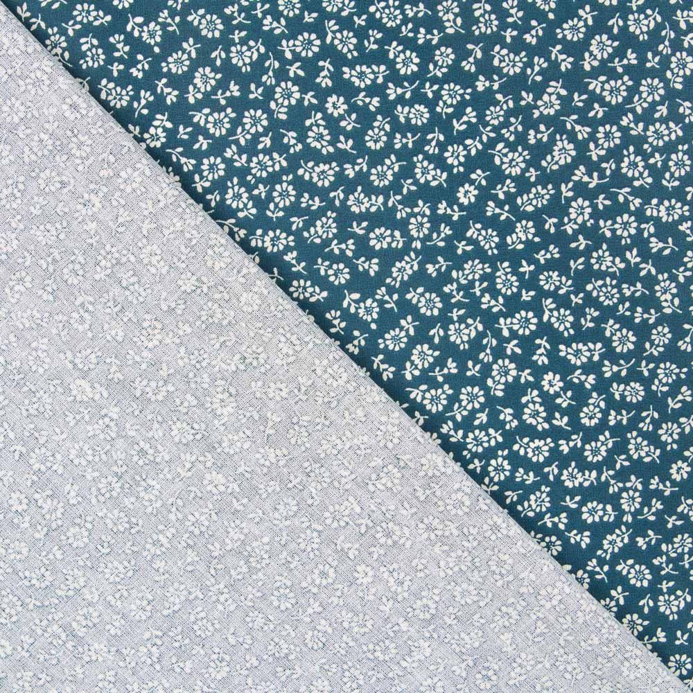 Popeline Brindilles Bleu Pétrole - Ribes y Casals