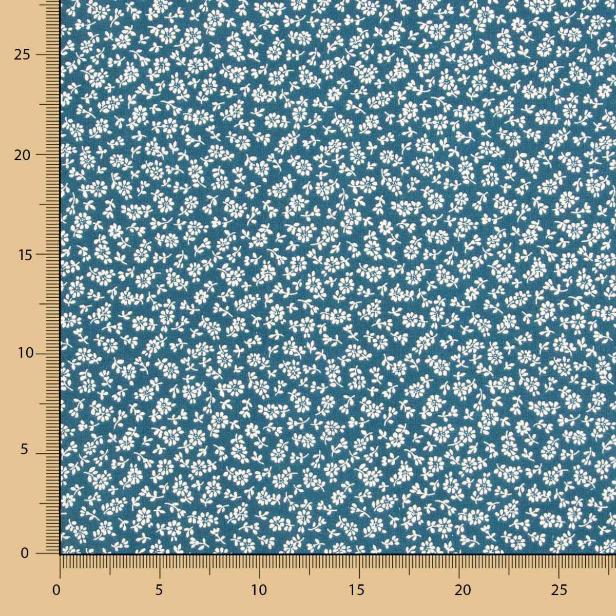 Popeline Brindilles Bleu Pétrole - Ribes y Casals