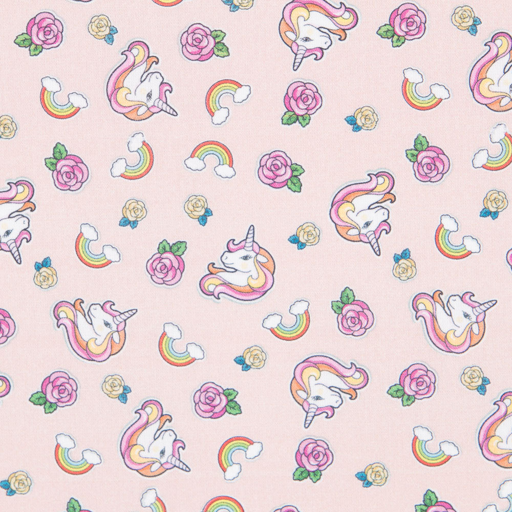 Tissu Coton Licorne Rose - Ribes y Casals