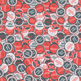 Tissu Coton Badges Rouges - Ribes y Casals