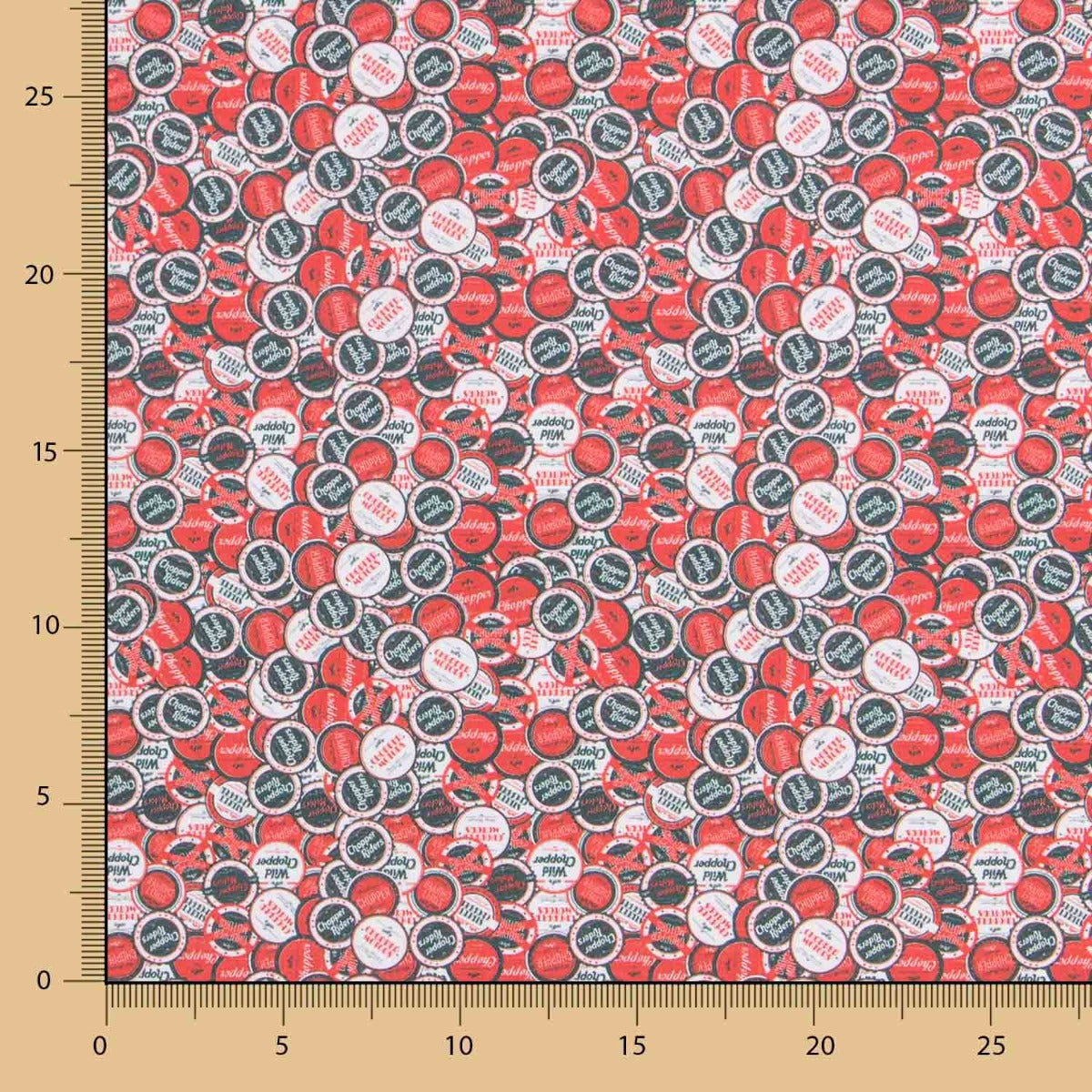 Tissu Coton Badges Rouges - Ribes y Casals