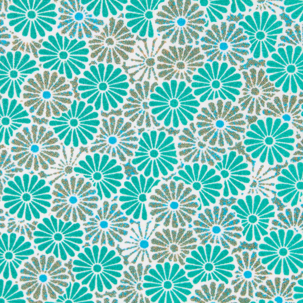 Coton Résiné Fleurs Turquoise - Ribes y Casals