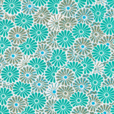 Coton Résiné Fleurs Turquoise - Ribes y Casals