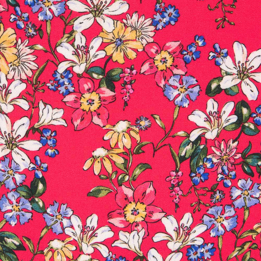 Viscose Florale Framboise - Ribes y Casals