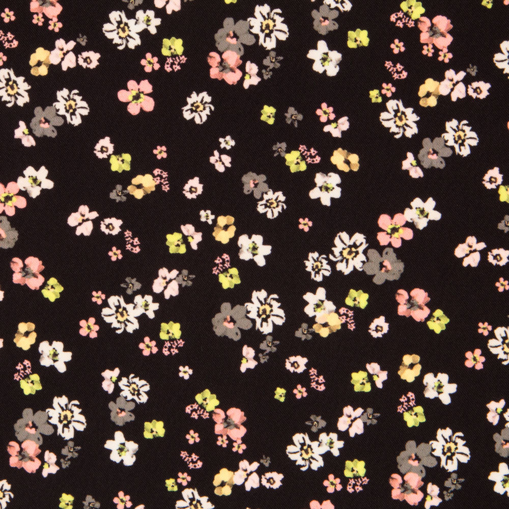 Spandex Lisse Fleurs Noires - Ribes y Casals