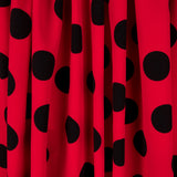 Coupon tissu crêpe à pois noir 33mm rouge 125x150cm - Ribes y Casals