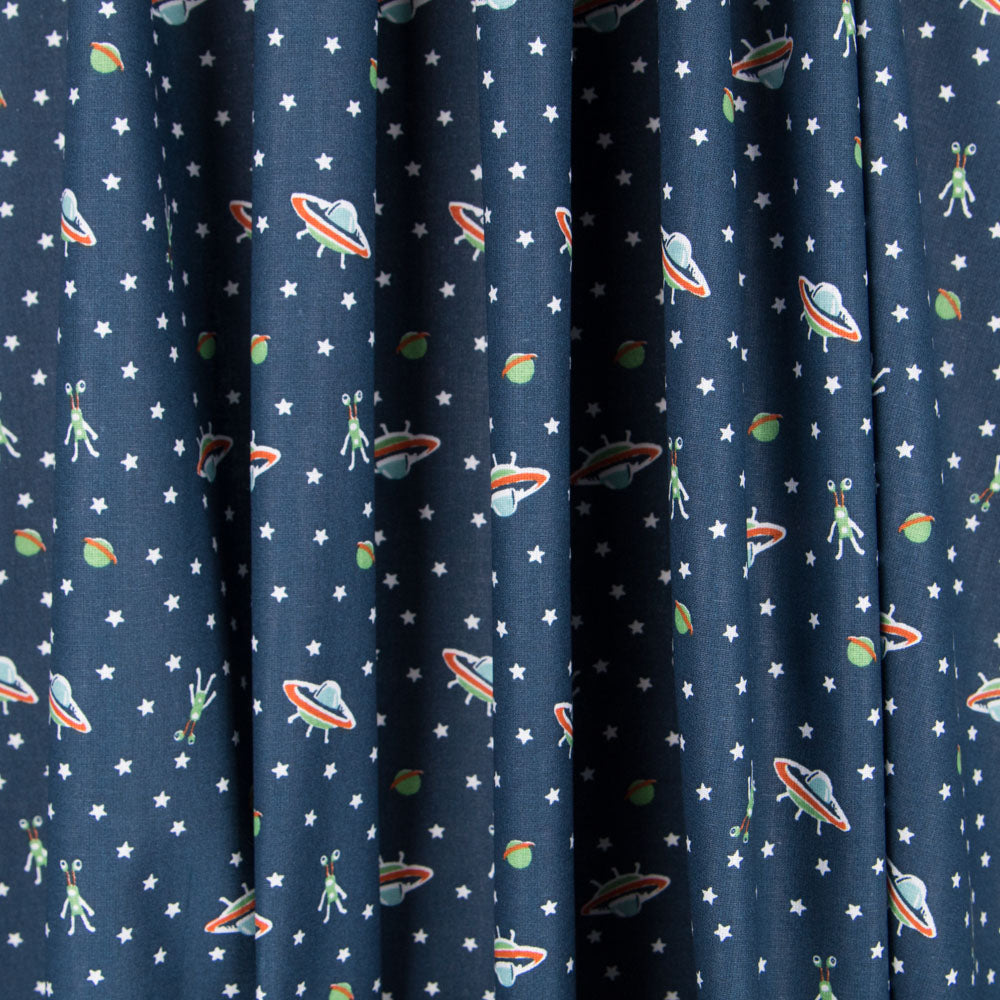 Popeline Coton Ovnis Bleu - Ribes y Casals