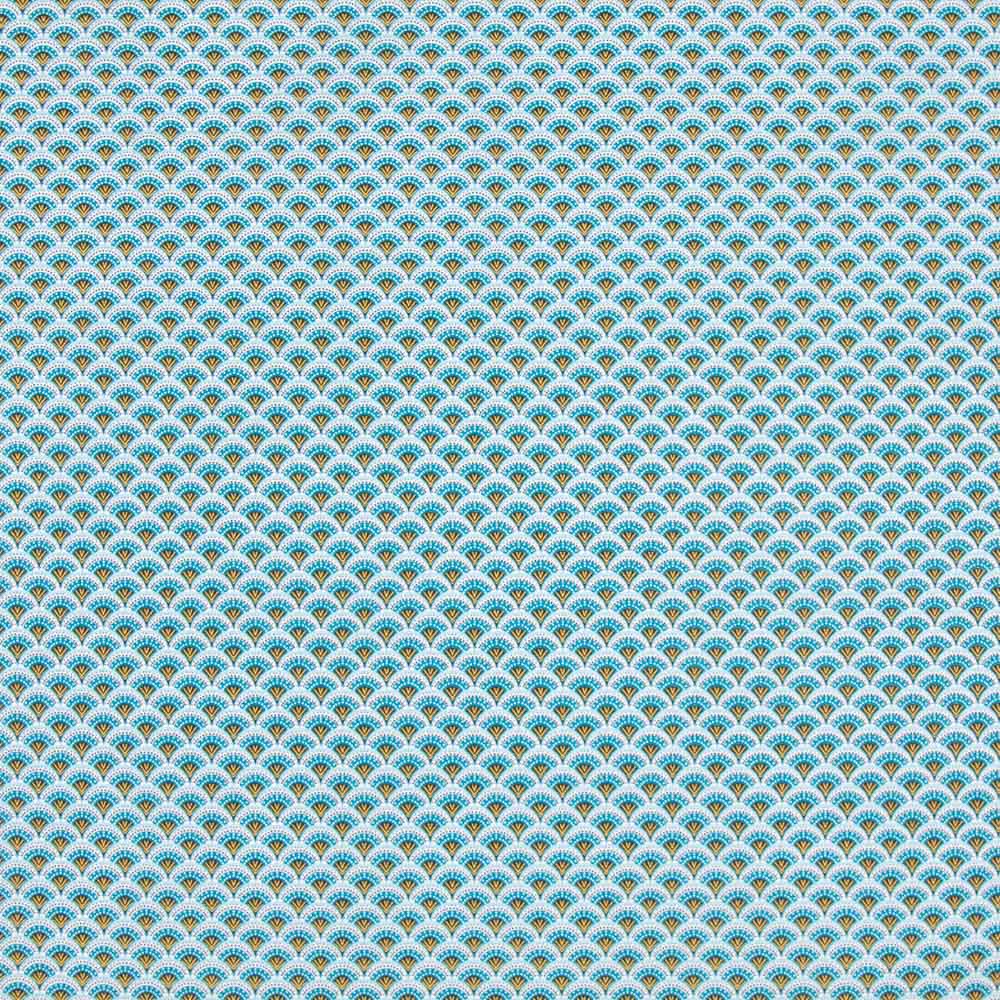 Popeline Coton Bleu Eventail - Ribes y Casals