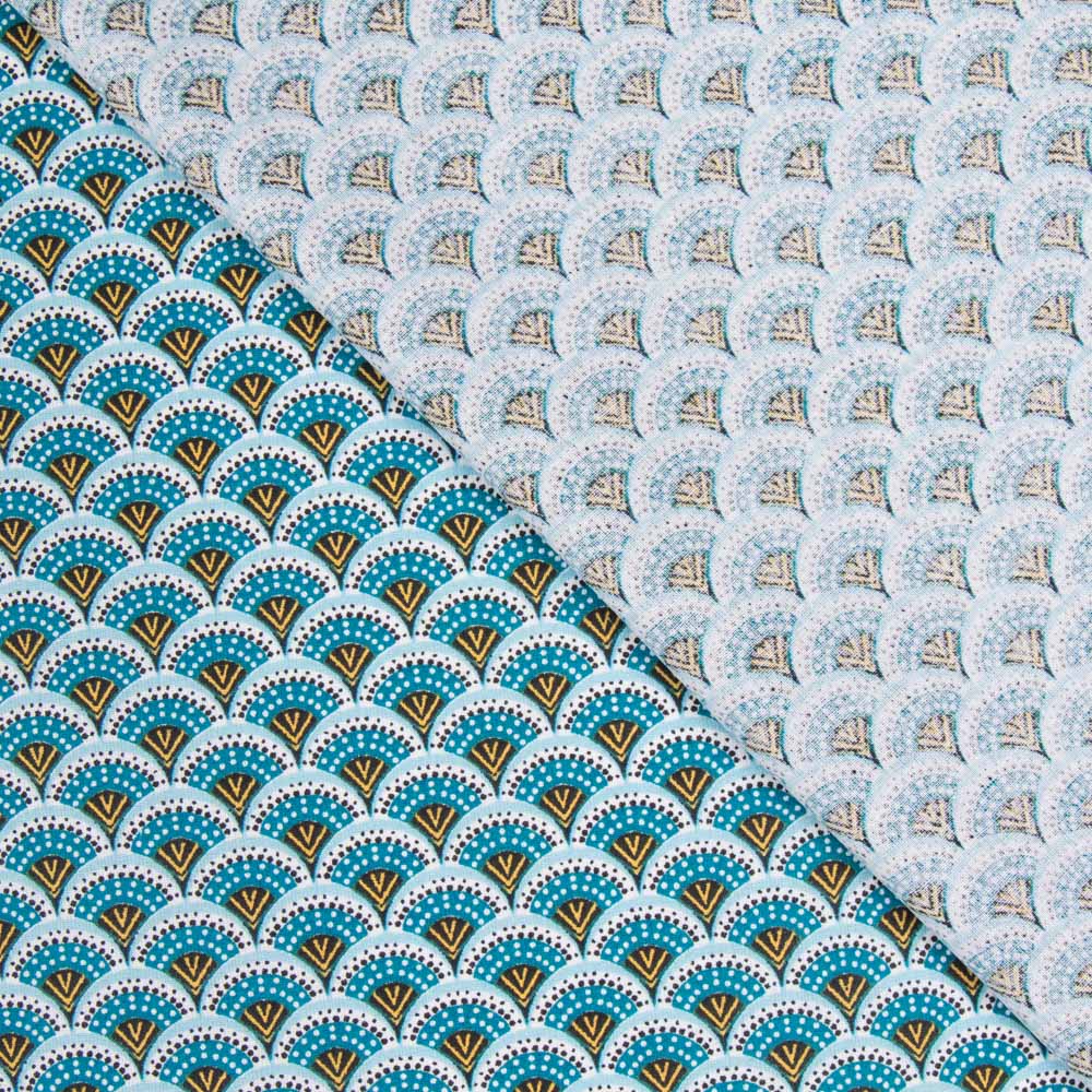 Popeline Coton Bleu Eventail - Ribes y Casals