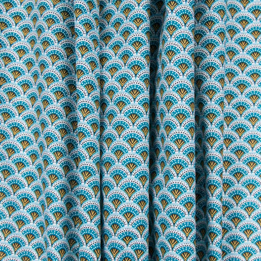 Popeline Coton Bleu Eventail - Ribes y Casals