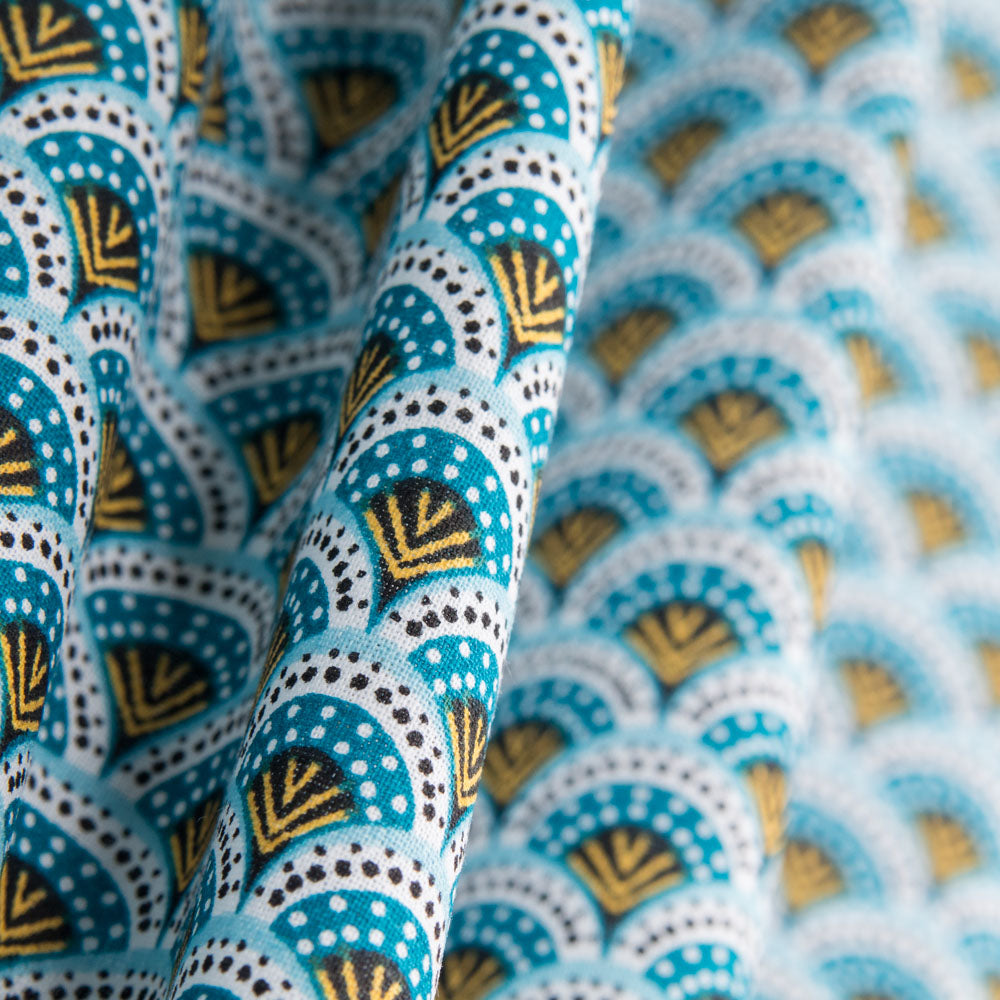 Popeline Coton Bleu Eventail - Ribes y Casals