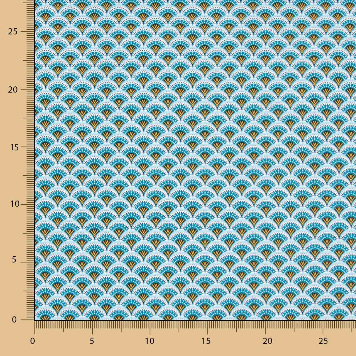 Popeline Coton Bleu Eventail - Ribes y Casals