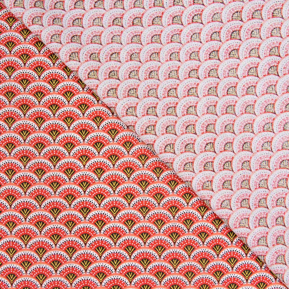 Popeline Coton Rouge Eventail - Ribes y Casals