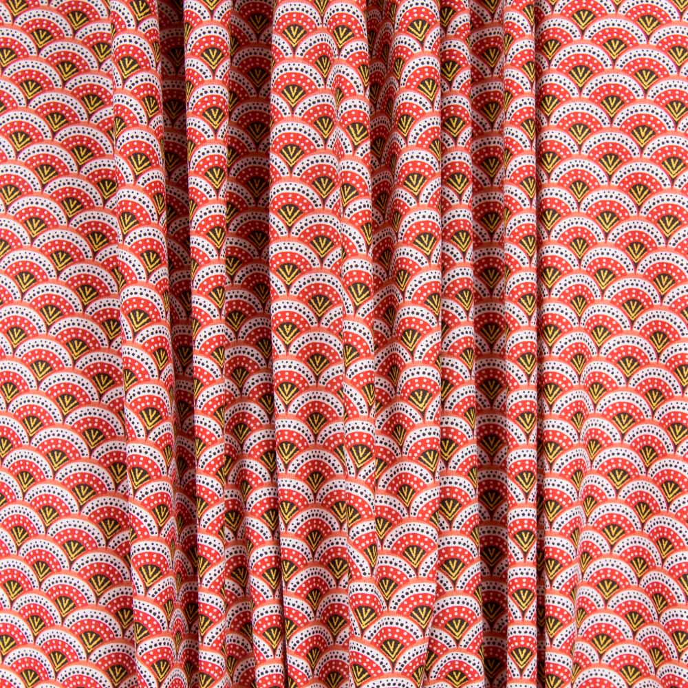 Popeline Coton Rouge Eventail - Ribes y Casals