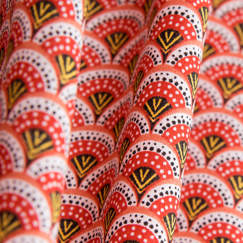 Popeline Coton Rouge Eventail - Ribes y Casals