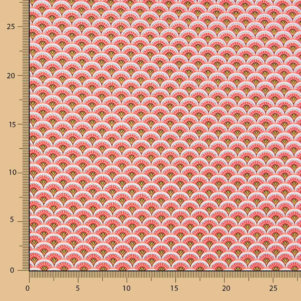 Popeline Coton Rouge Eventail - Ribes y Casals