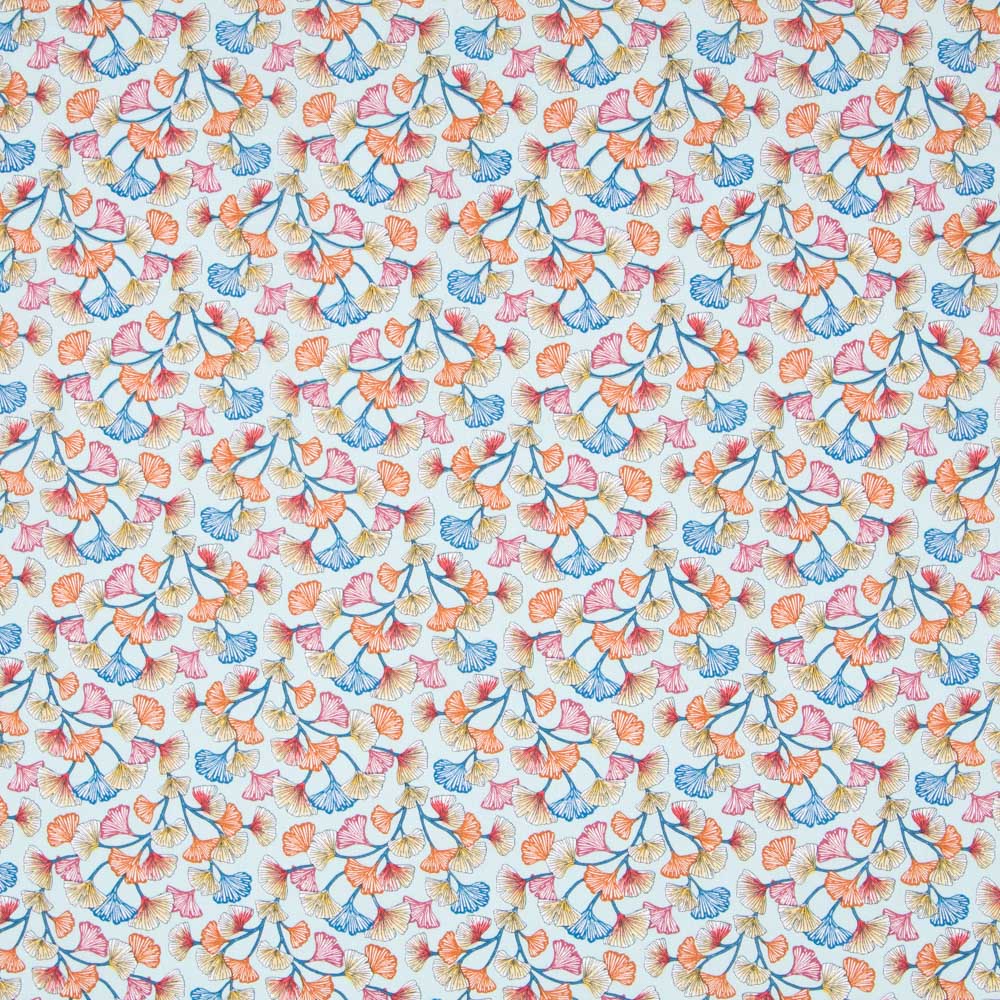 Popeline Coton Bleu Corail - Ribes y Casals