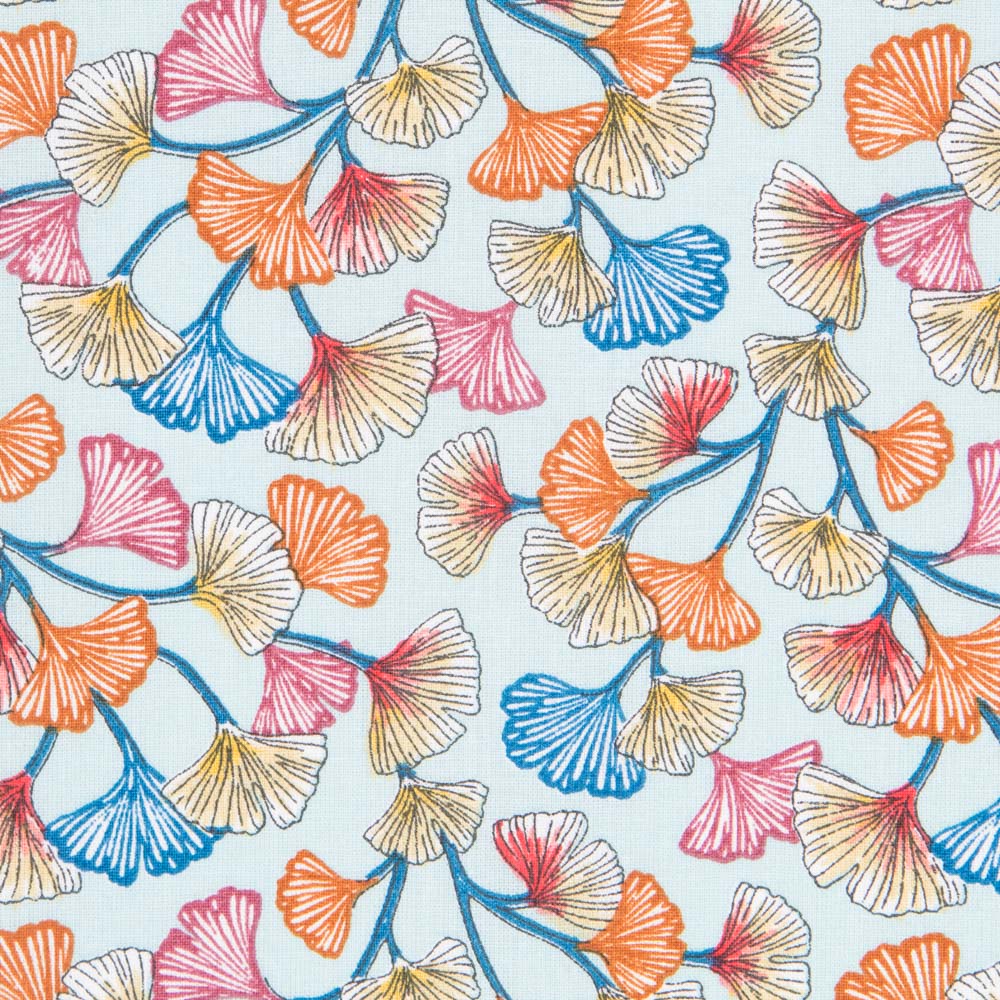 Popeline Coton Bleu Corail - Ribes y Casals