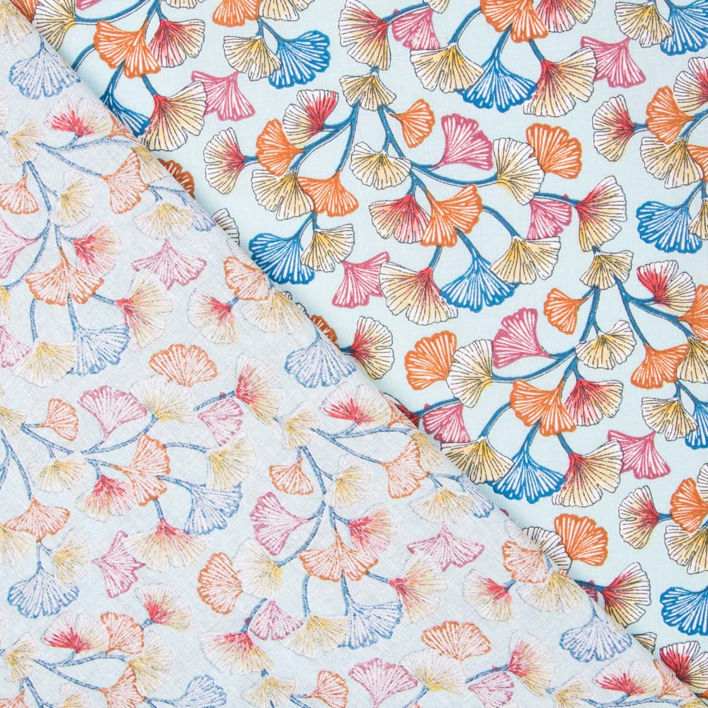 Popeline Coton Bleu Corail - Ribes y Casals