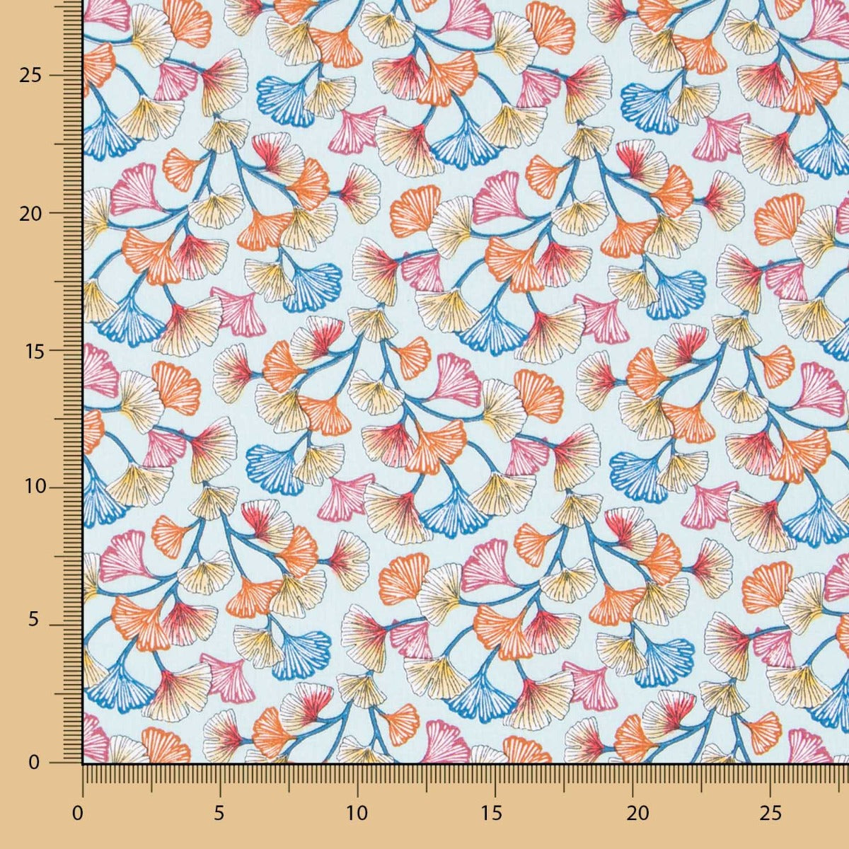 Popeline Coton Bleu Corail - Ribes y Casals